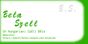 bela szell business card